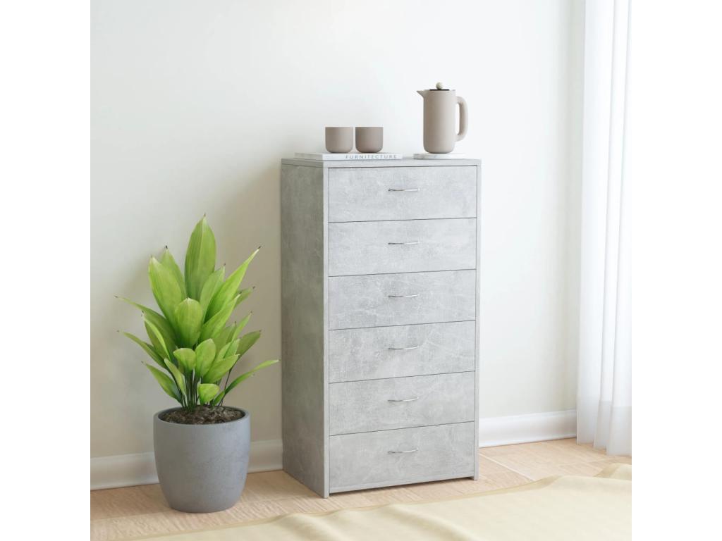 6-drawer chest of drawers, concrete grey, 50x34x96 cm, WNOB41779
