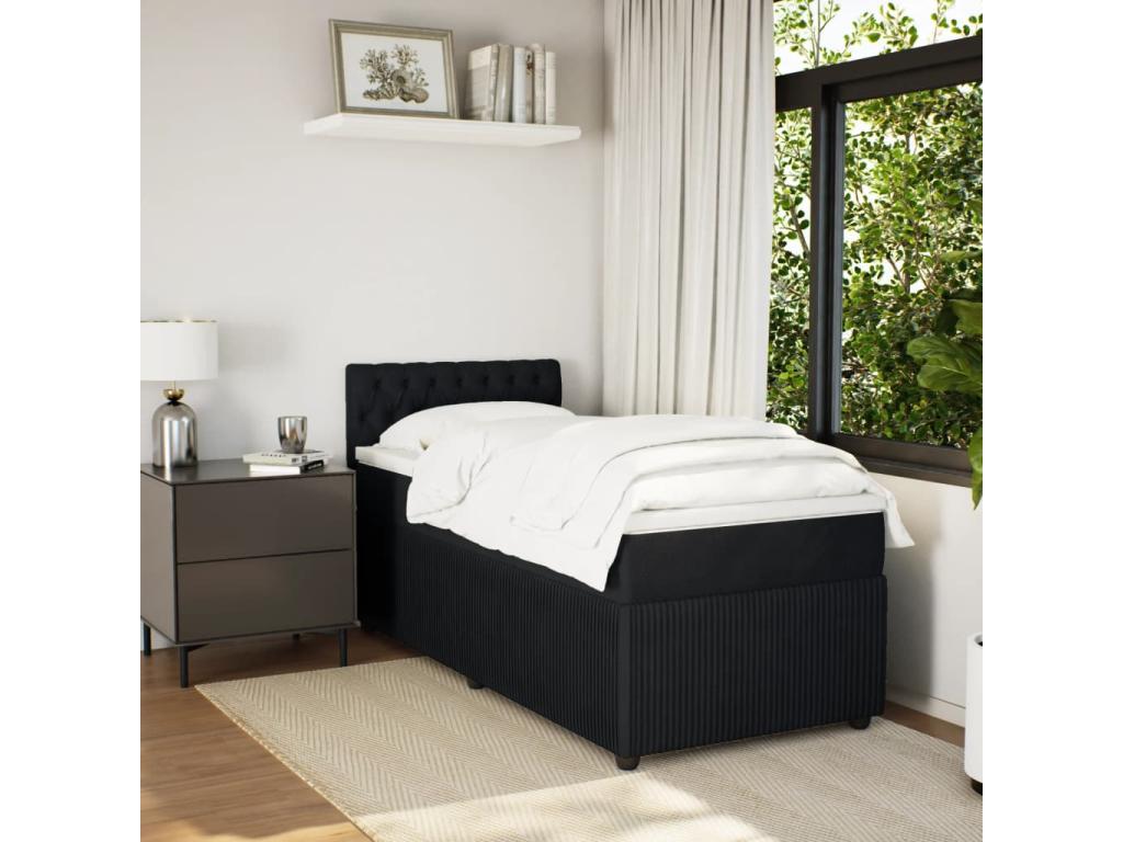Luxameub bed base and mattress, black, 80x200 cm, velvet, SQZB92011