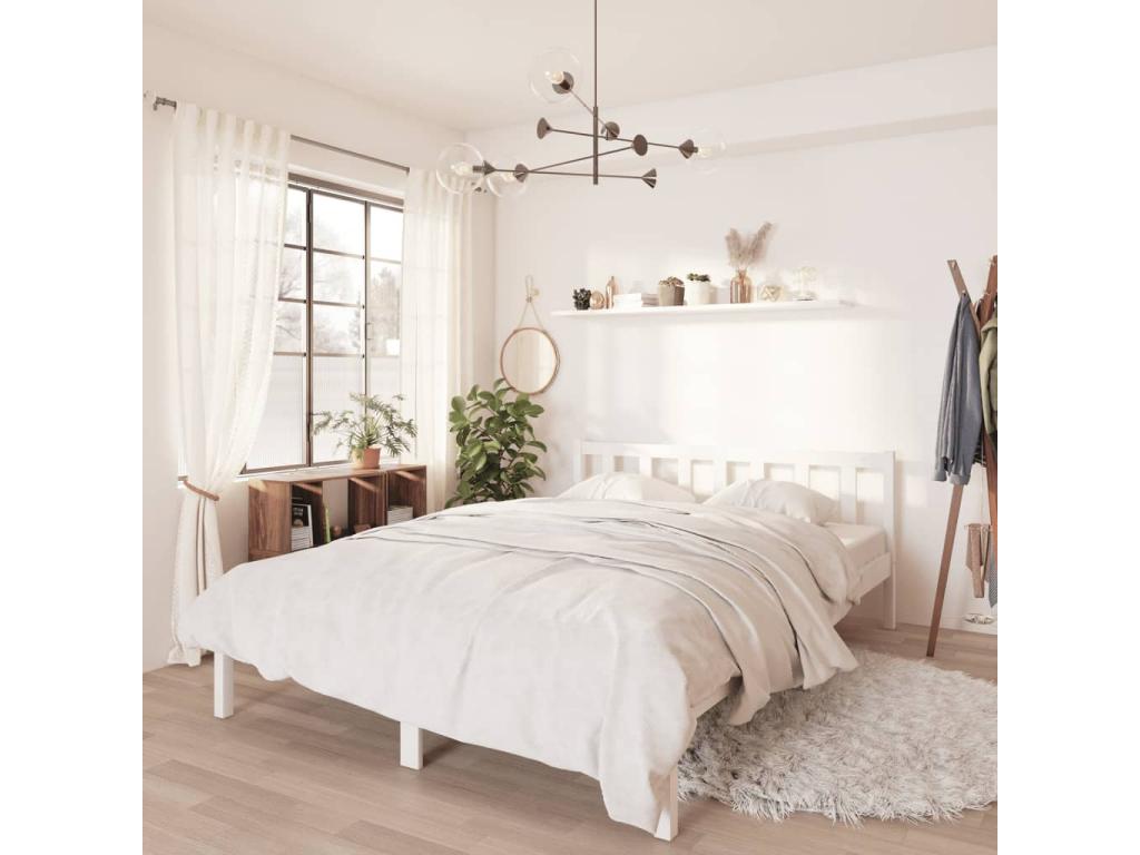 White bed frame, solid pine wood, 160x200 cm YRMO17154