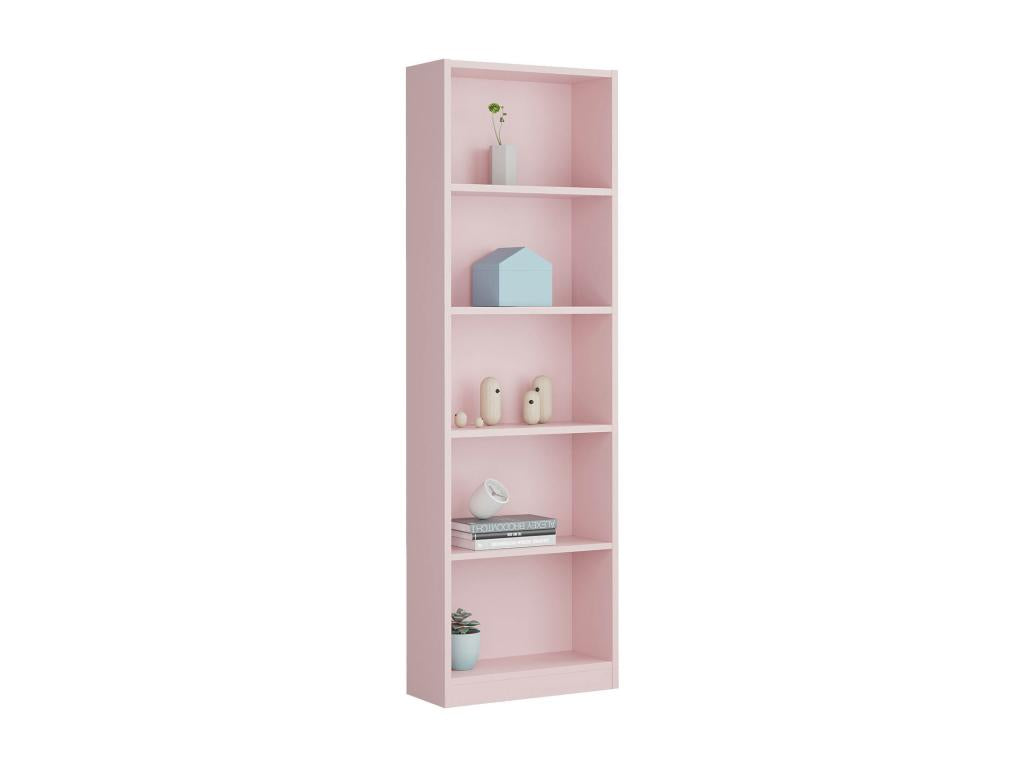 Luxameub Bookshelf, Tall Bookshelf with 5 Shelves, Office or Bedroom Bookshelf, Modern Bookshelf with Compartments, 52x25x180 cm, Pink, EJBF59481
