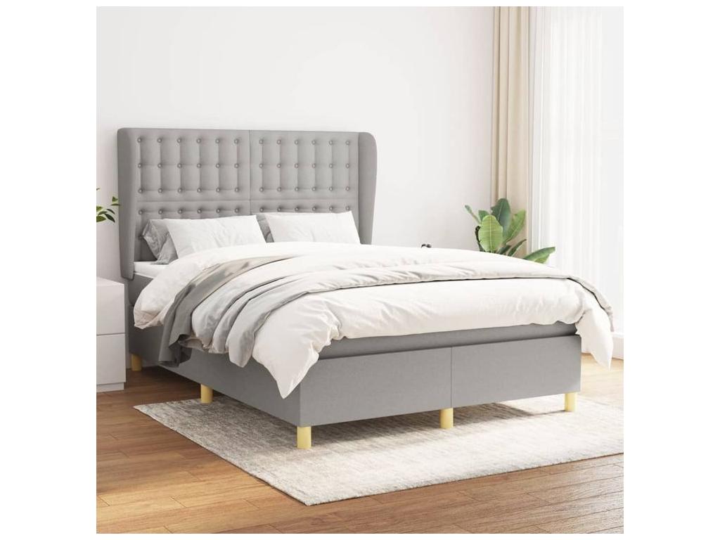 Luxameub bed base with light grey mattress 140x200 Fabric KEBA05369