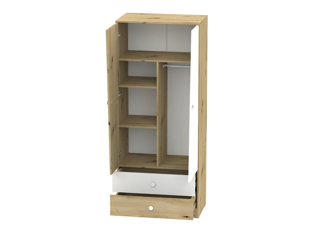 Luxameub 100 Oak Wardrobe - Grey - White 191x80x50cm Number of shelves: 3 ZBMA20788