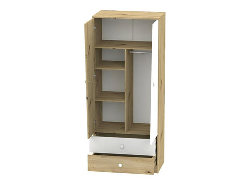Luxameub 100 Oak Wardrobe - Grey - White 191x80x50cm Number of shelves: 3 ZBMA20788