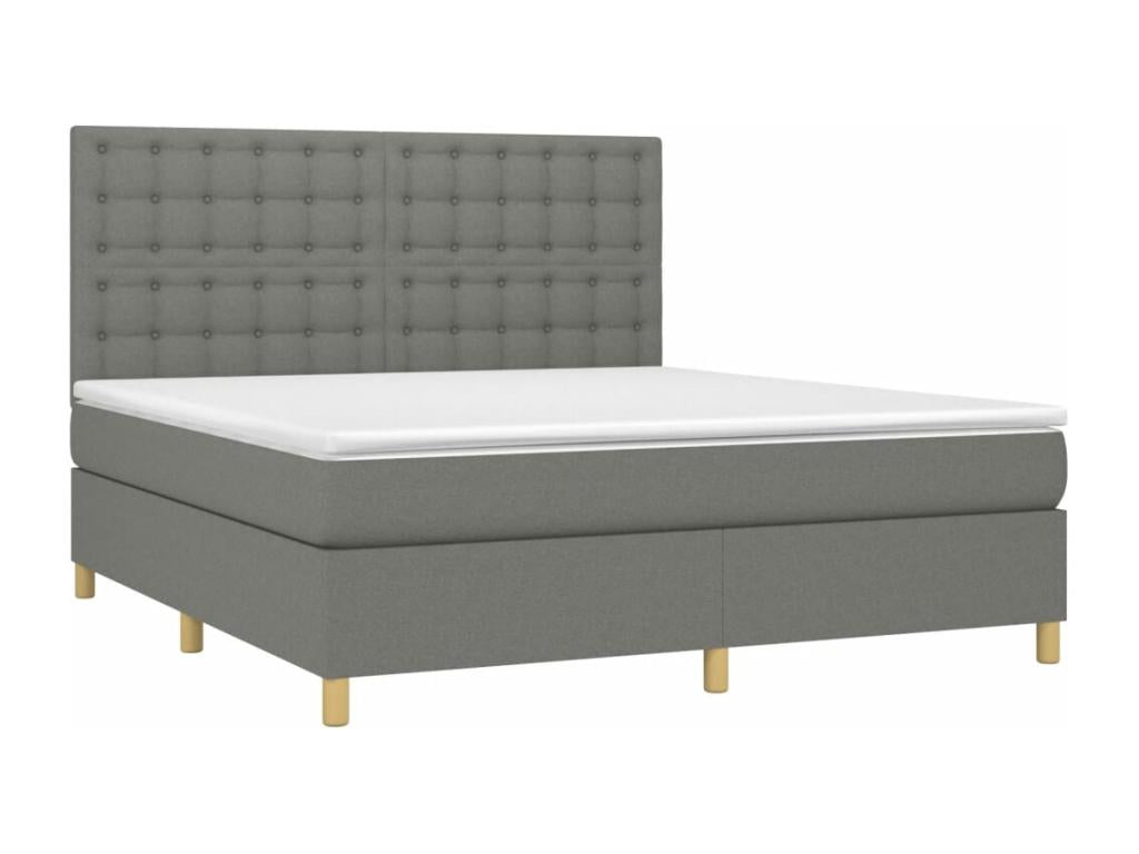 Upholstered bed base with mattress, Dark Grey, 160x200cm, Fabric UTWH01174