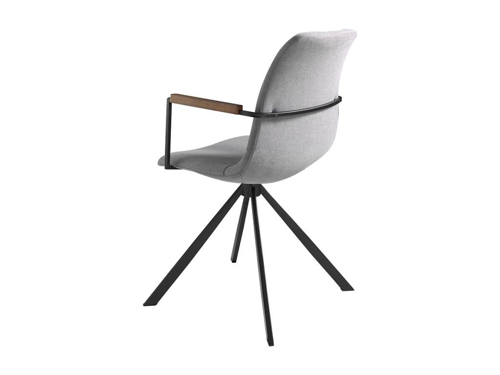 Luxameub Swivel Chair in Grey Fabric with Black Steel Legs - Set of 2 - Colour Luxameub 01 VVXK31611