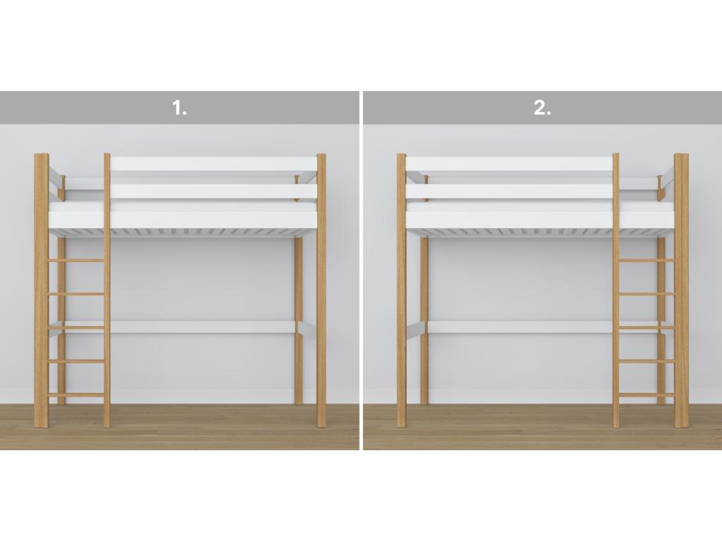 Wooden loft bed N05 White / Natural Oak 90x180 JTMA55001