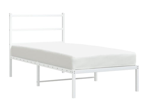 Metal bed frame without mattress with white headboard 90x200cm OXNL59767