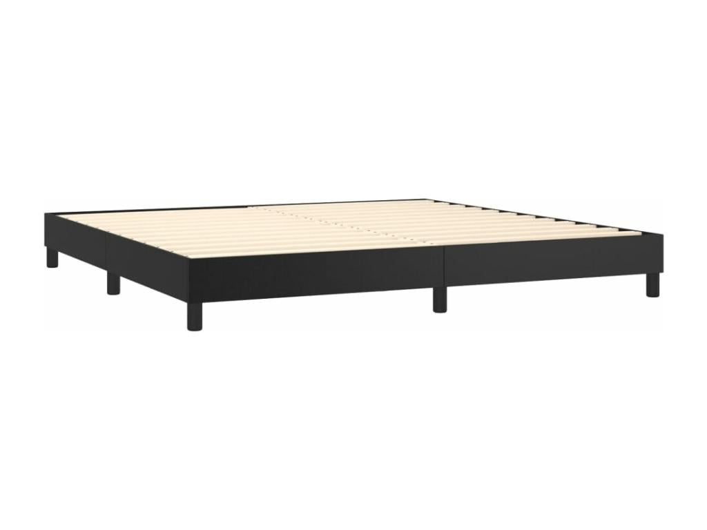 Upholstered bed base with mattress, black, 200x200 cm, faux leather, 3 TMSD51077