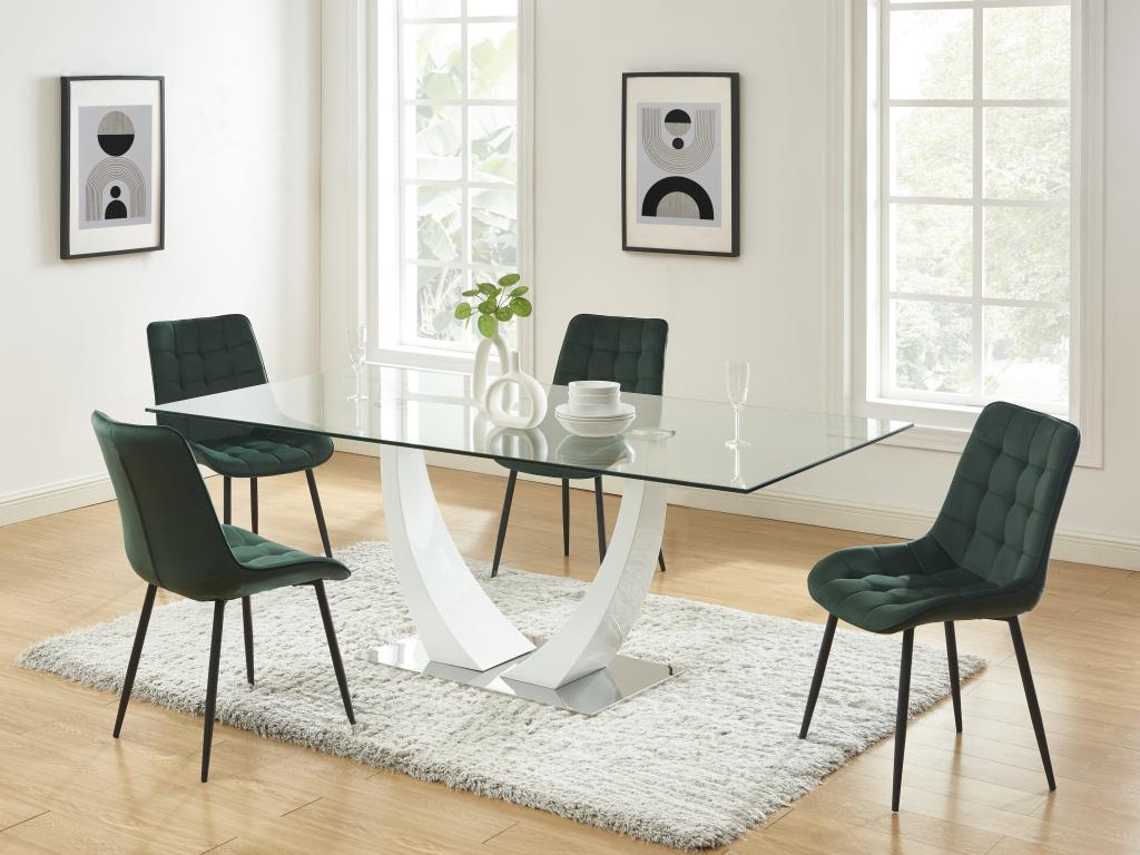 Set of 2 upholstered chairs - Velvet and black metal - Green - Luxameub GYXO73179