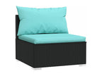 7-piece garden furniture set with cushions, black woven resin WCSX08080