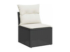 8-piece garden furniture set with cushions, black woven resin HKKE66943