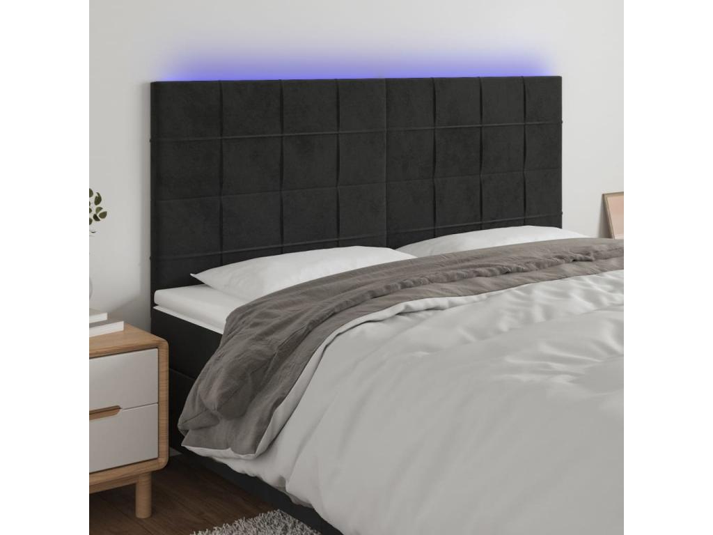 Black LED Headboard 160x5x118/128 cm Velvet XQQT89064