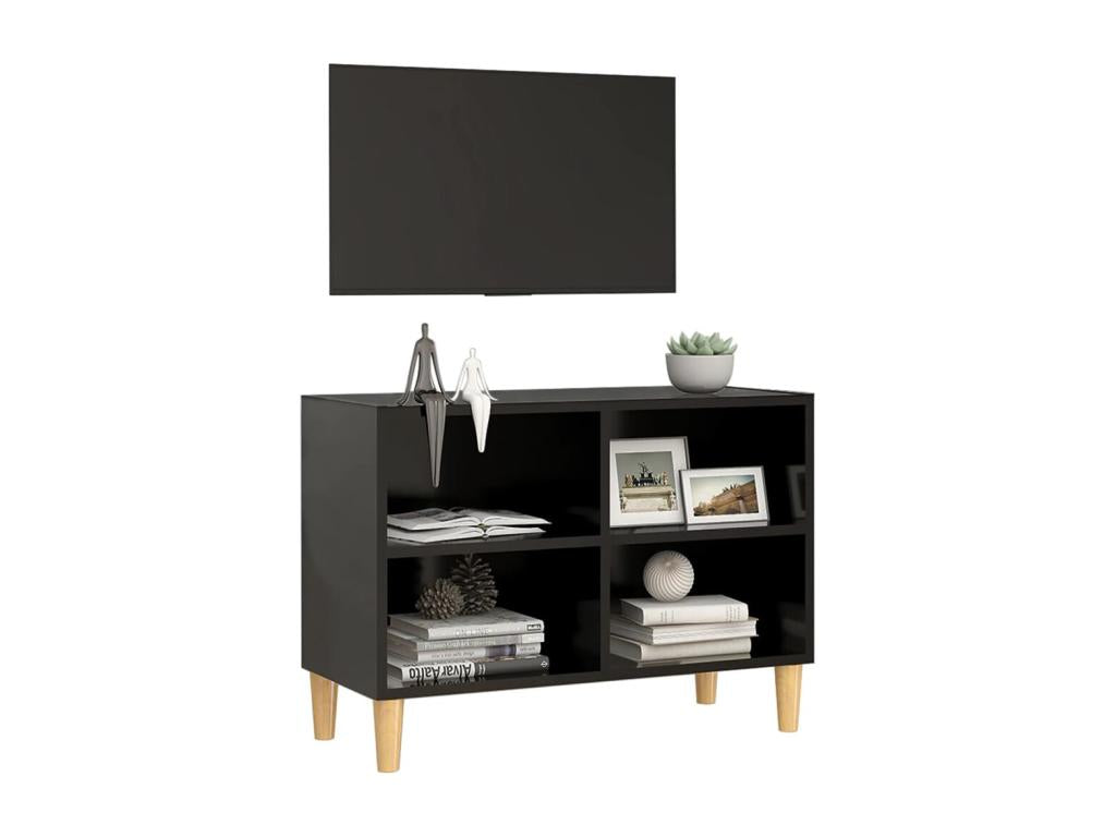 TV stand with solid wood legs, black, 69.5x30x50 cm, IUER61506