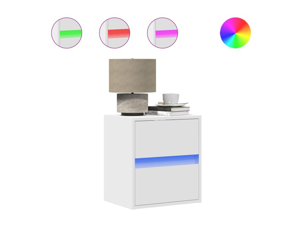 Wall-mounted bedside tables with Luxa Meubères LED lighting, 2 pcs, white PQUH41906