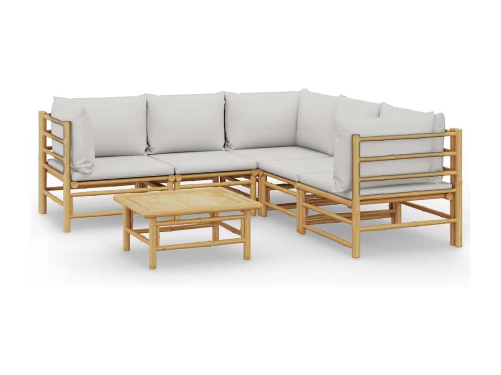 6-piece garden furniture set with light grey cushions Luxameub ZVPL20553