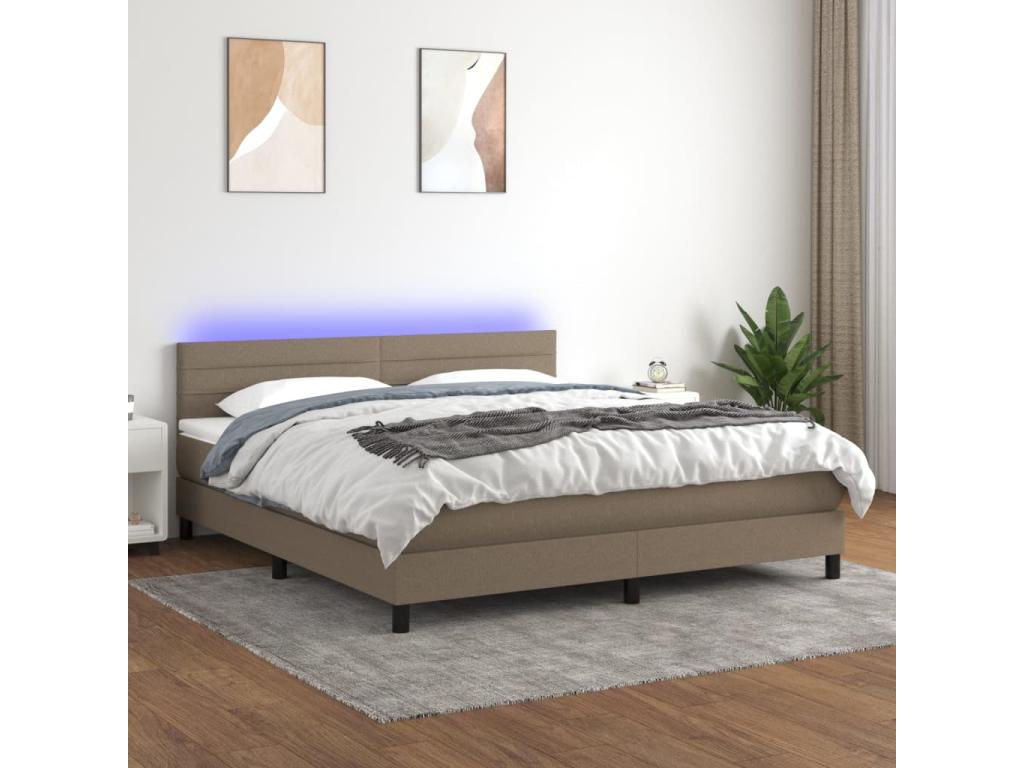 Cosymeub bed base and mattress with LED lighting, 160x200cm, Fabric QQFH87158