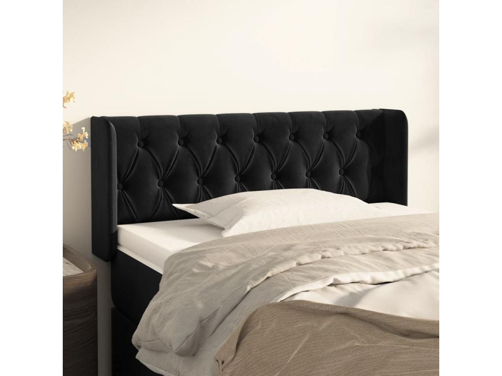Headboard with wings, Black, 93x16x78/88 cm, Velvet, BGSN94158