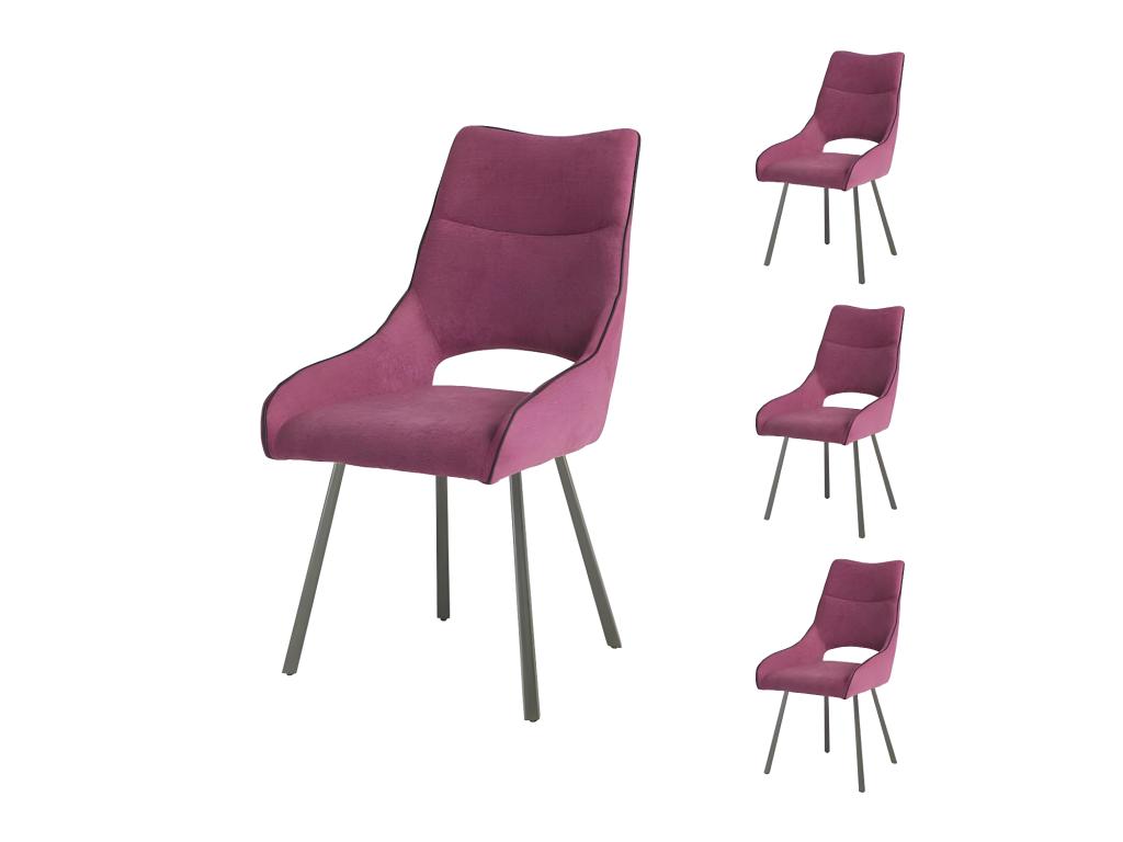 Set of four pink metal/fabric chairs - Luxameub MMCH64125