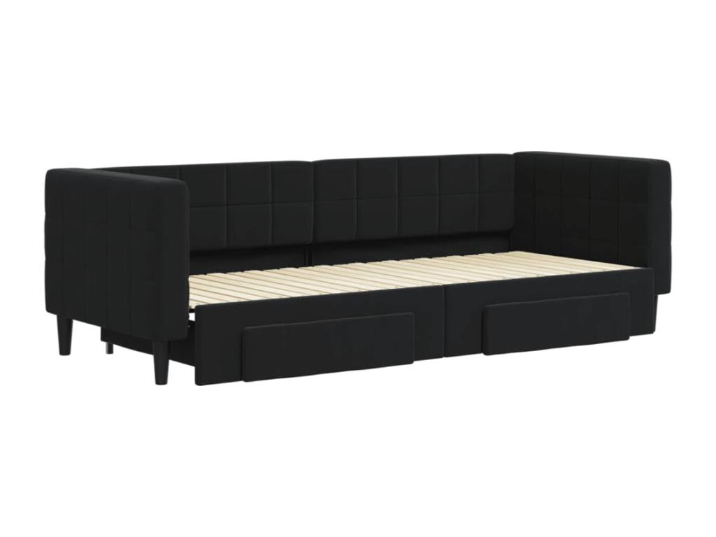 Daybed with pull-out bed and drawers, mattress not included, black, 80x200 cm, LZJJ62782