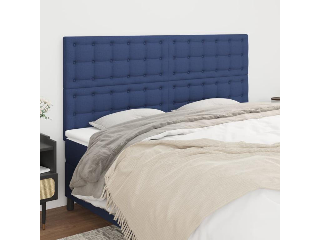 4-piece headboard set, blue, 80x5x78/88 cm, fabric QPWJ66627