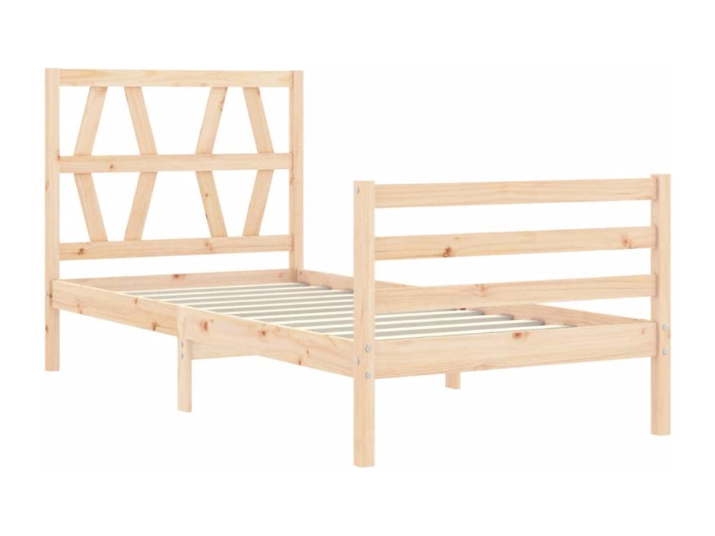 Bed frame with headboard, small, single, solid wood, OVKA20127