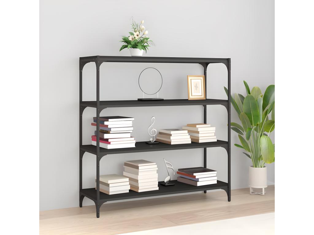 Black bookcase 100x33x100 cm Engineered wood and steel BVSO88618