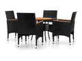 5-piece garden dining set, black wicker resin, ADOP69528