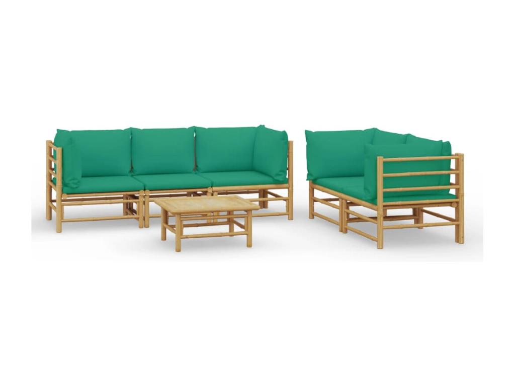 6-piece garden furniture set with green cushions Luxameub SOQW27830