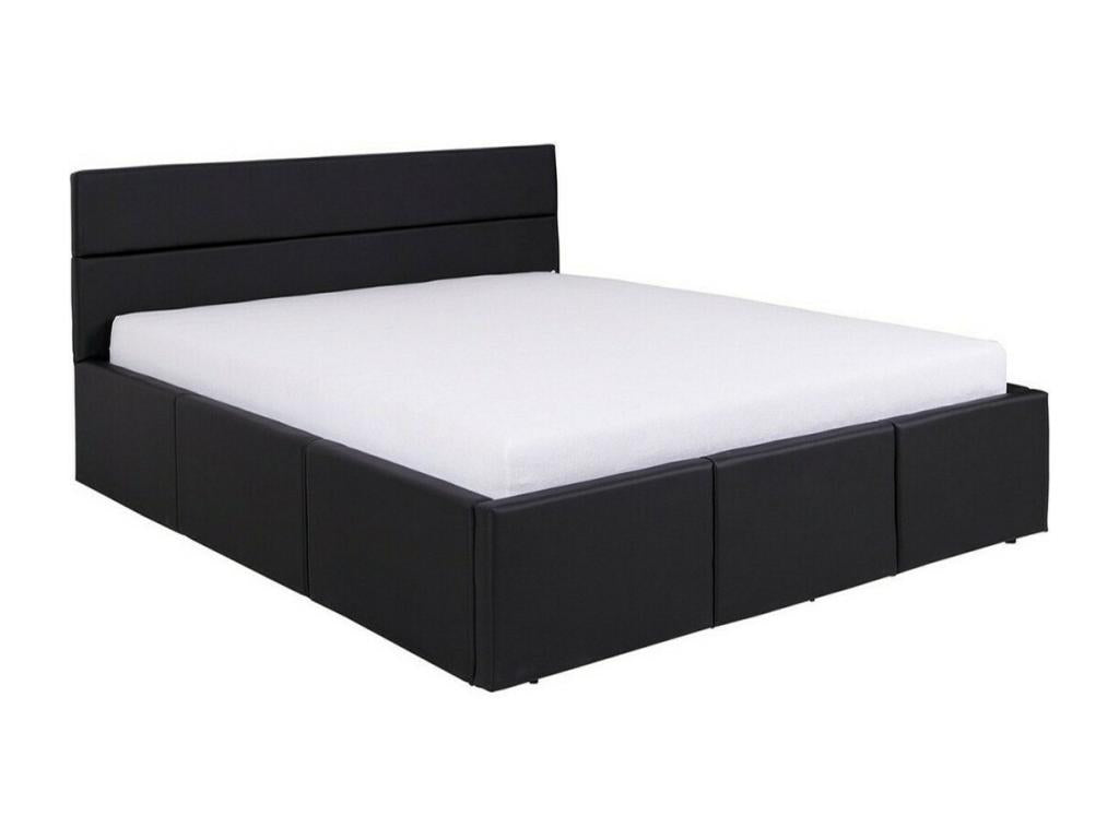 Luxameub 123 Double Black Bed 160x200 Faux Leather Slatted Base 175x215x92cm IPPD23243