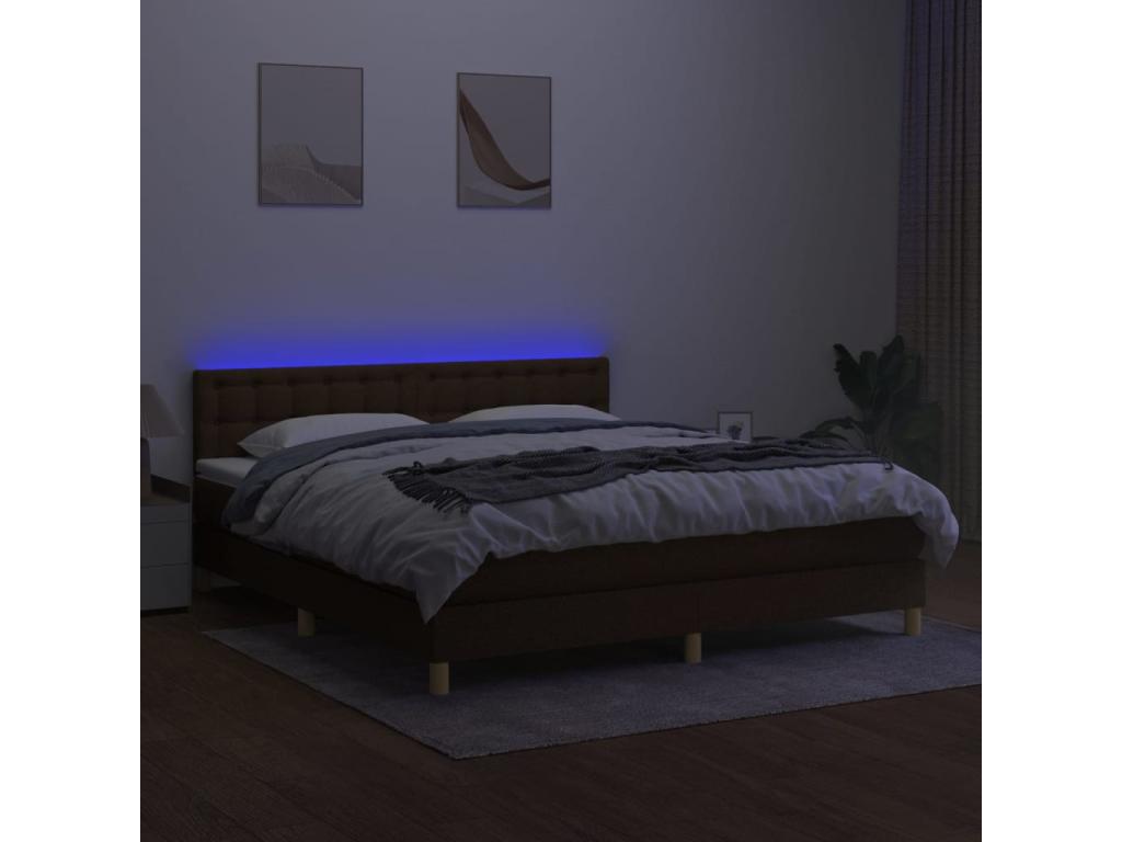 Luxameub bed base with mattress and LED, dark brown, 180x200cm CFTI86803