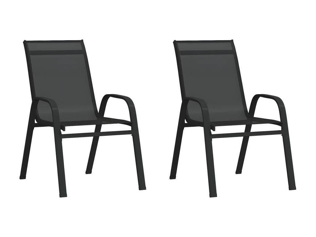 Stackable garden chairs, 2 pieces, black textilene fabric AXAI95246