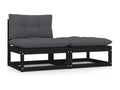 2-piece garden furniture set with cushions, black, solid pine wood DVYV15313
