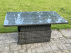 Rattan garden furniture set with 2 lifting tables, 3 side tables, and 3 stools, dark grey BDDQ35838