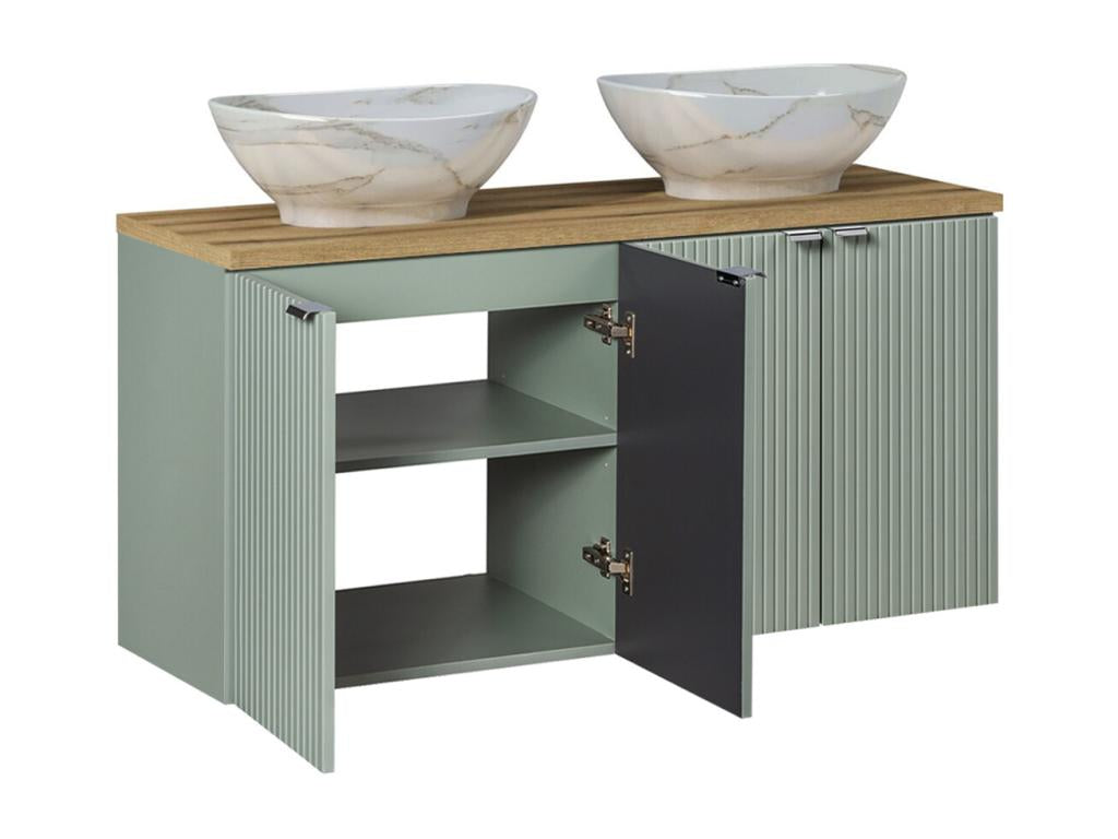 Luxameub 120cm double vanity unit with 4 doors, Green and Wood HVYM46525