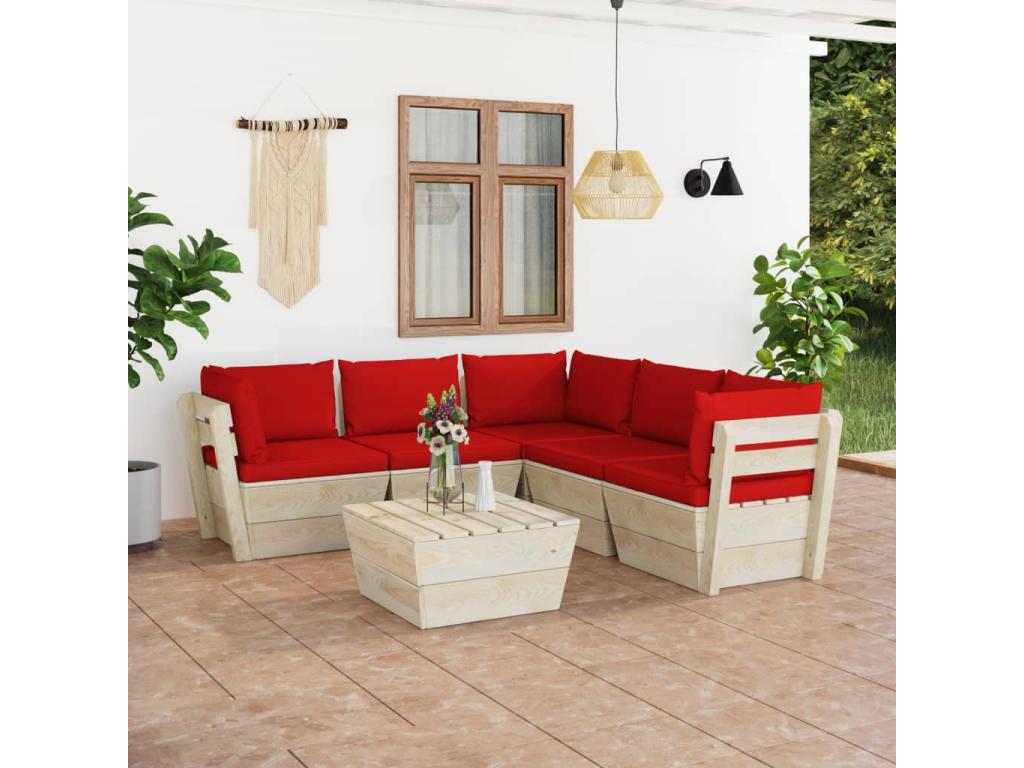 6-piece pallet garden furniture set with cushions, impregnated spruce HMXX54733