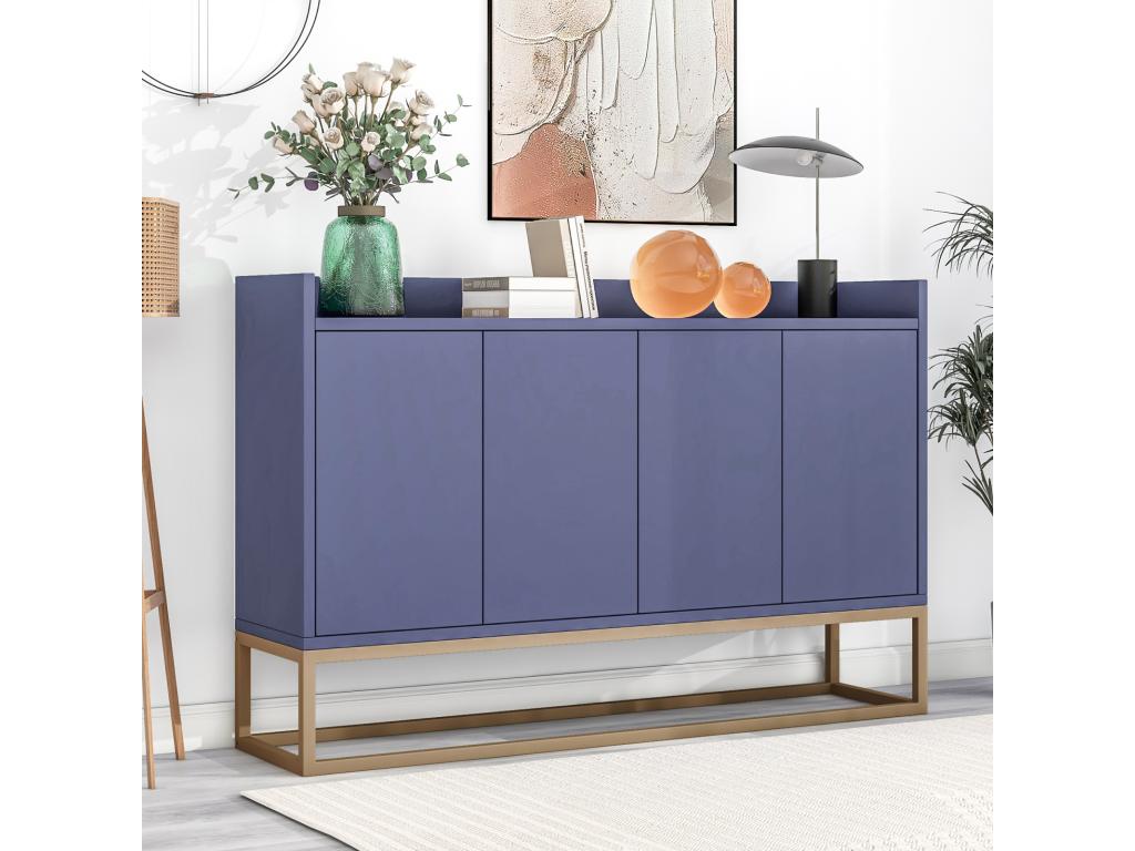 Modern Buffet Cabinet with 4 Doors - Dining Room Buffet - for Dining Room, Living Room, Kitchen - White - 120x30x80 cm Navy Blue XIDO26650