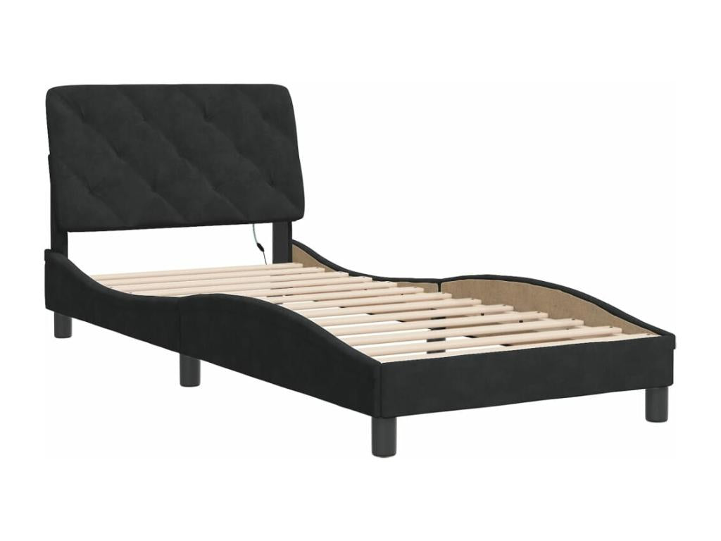 Bed frame with Luxameubères LED black 90x190 cm velvet OXKK95253