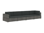4-piece garden furniture set with cushions, grey wicker resin, DOAX17945