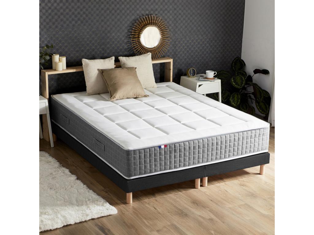PINPAI 7-Zone Spring Mattress Set, 28cm High, Slatted Base, Made in France - Dimensions: 2 x 80 x 200 cm RAZD43135