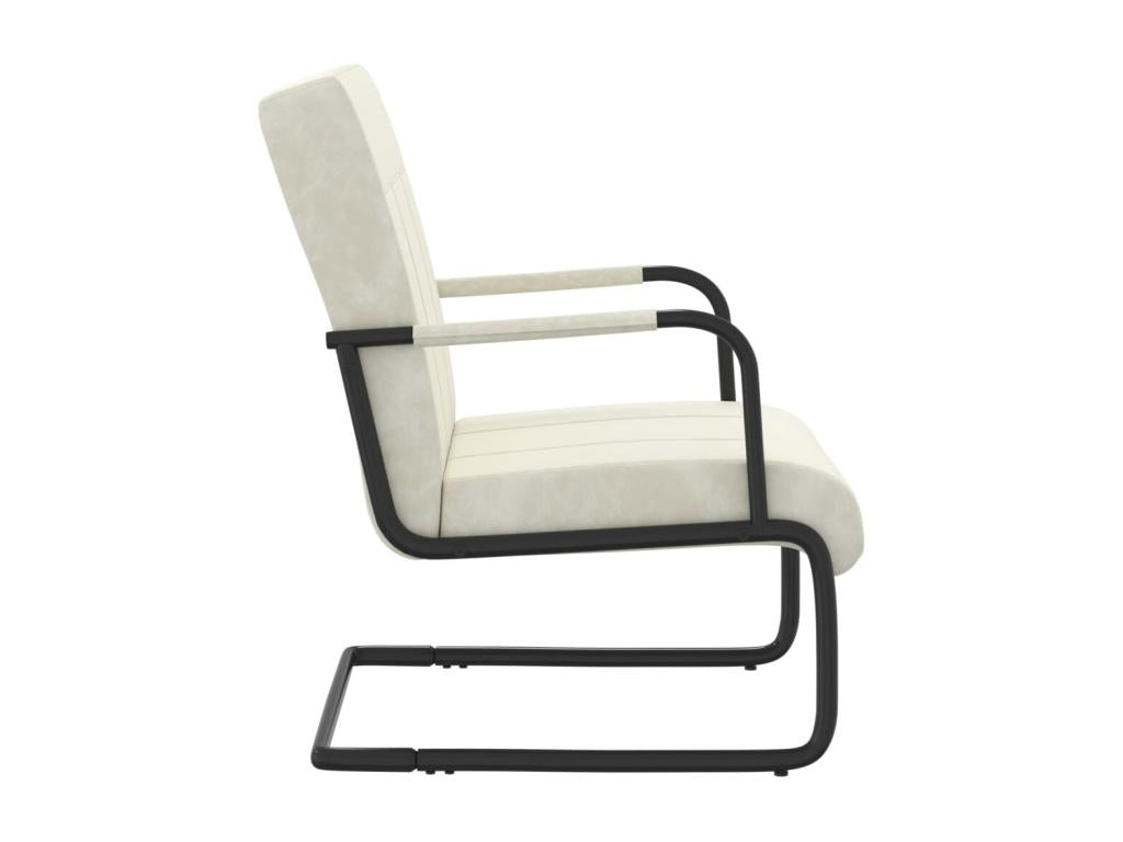Cream White Velvet Cantilever Chair VPND21776