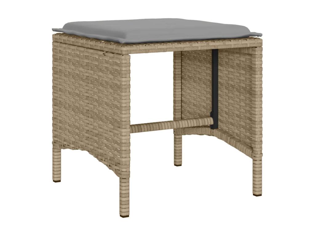 4-piece garden furniture set with cushions, beige woven resin JKBQ30925