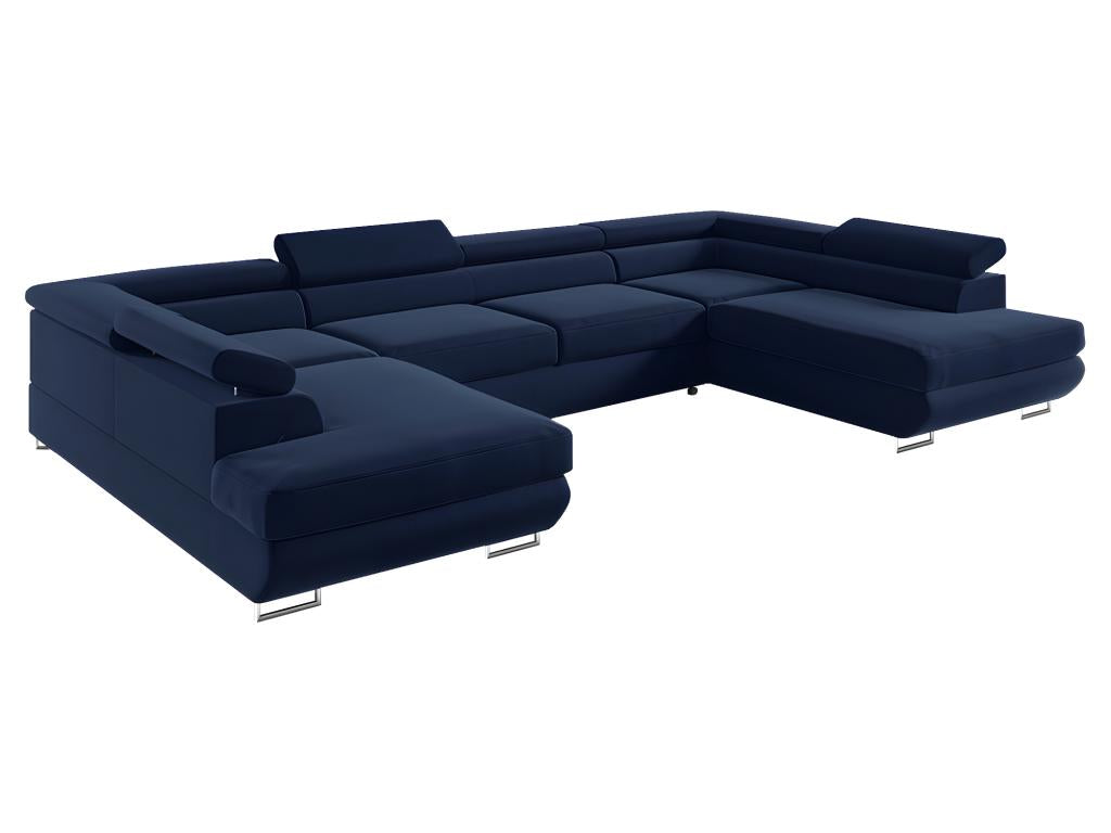 5-seater U-shaped convertible sofa with storage, Luxameub Navy Blue JJES23962