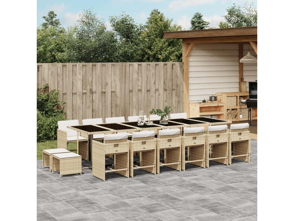 17-piece beige garden dining set with cushions ISXP52247