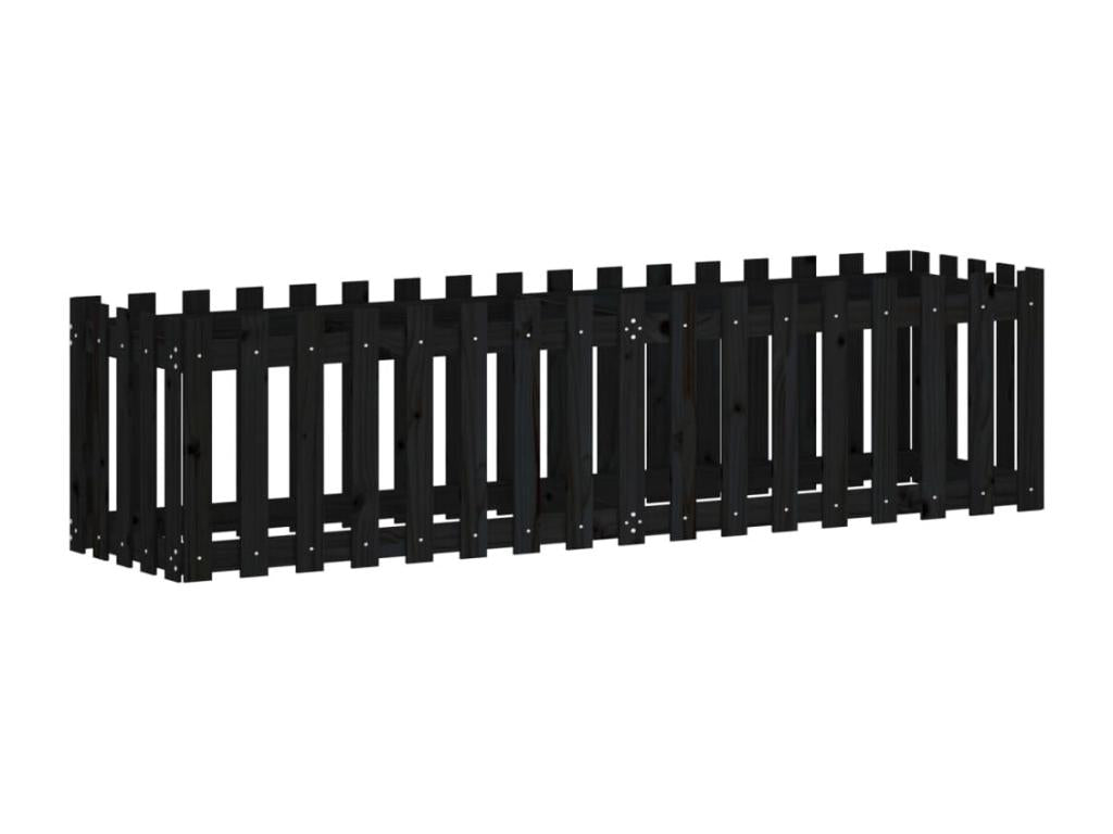 Raised garden bed with fence design, 200x50x50 cm, solid pine, IMBV89046
