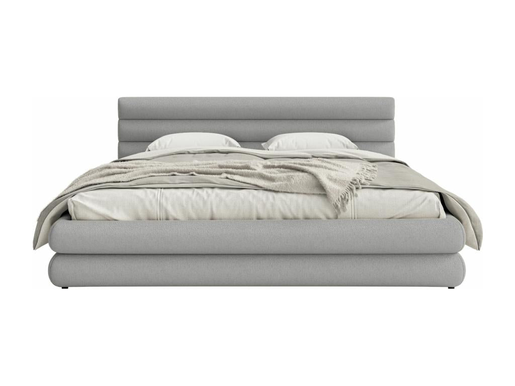 Storage bed - 140x200 cm - in light grey chenille fabric - Luxameub ABLG98655