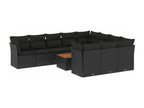 11-piece garden furniture set with cushions, black resin wicker LUXS41797