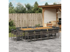 15-piece garden dining set with grey resin wicker cushions ZERY55362