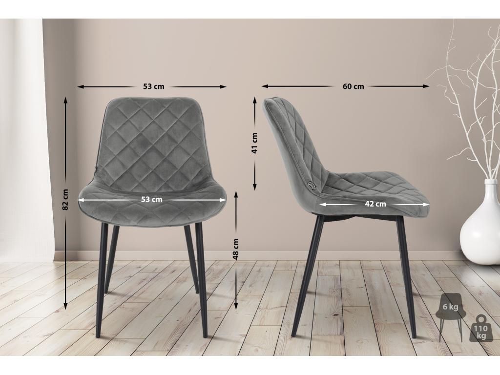 Dining chair - Velvet / Matte black metal - Grey - Springs AFFZ88701