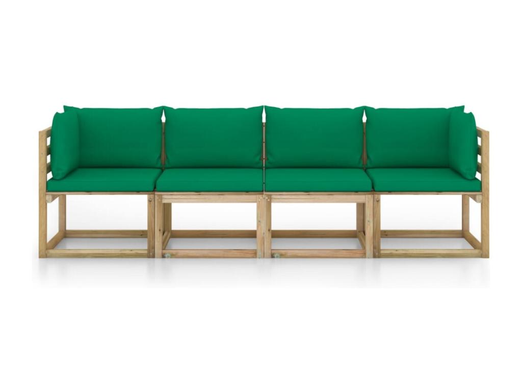 4-seater garden sofa with green cushions HPKH35720
