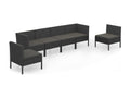 6-piece garden furniture set with cushions, black woven resin, 64 INMQ96043